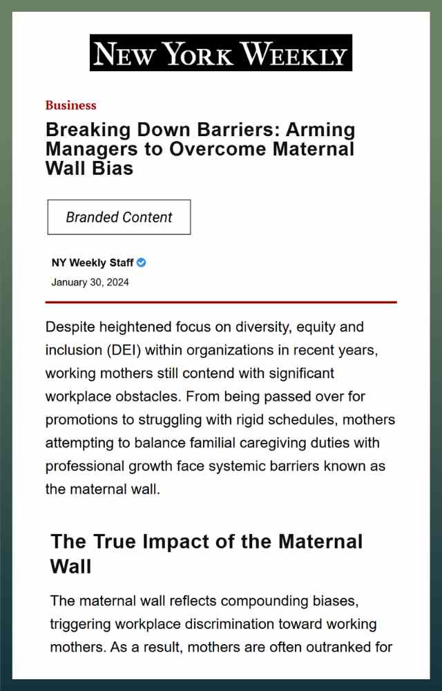 Breaking Down Barriers: Arming Managers to Overcome Maternal Wall Bias