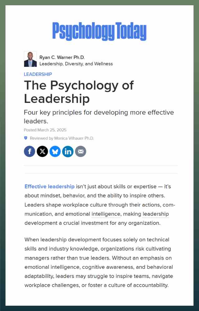 The Psychology of Leadership<br />
Four key principles for developing more effective leaders.