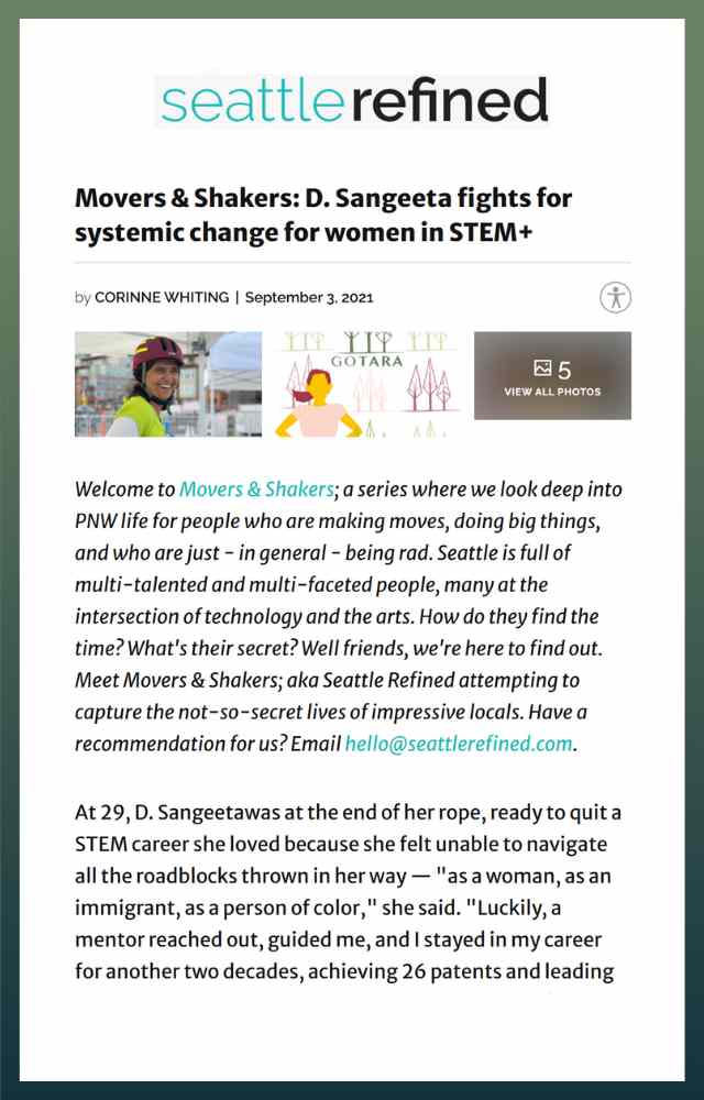 Movers & Shakers: D. Sangeeta fights for systemic change for women in STEM+